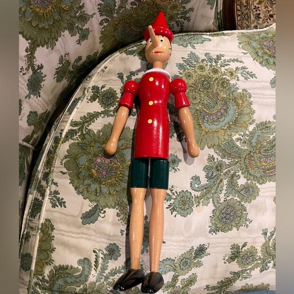 Garanzia Di Qualita Vtg Pinocchio Wooden Doll Made in Italy - 20"H Hand Painted - Picture 11 of 12
